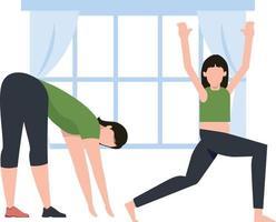 The girls are exercising. vector