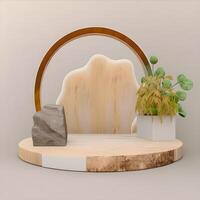 Roca monitor producto estético, minimalista podio Bosquejo ,generativo ai foto