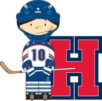 h es para hockey alfabeto aprendizaje deporte y ocio ilustración vector