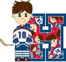 h es para hockey alfabeto aprendizaje deporte y ocio ilustración vector