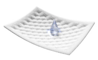 Gotas de água 3d na almofada absorvente, cabelo de fibra sintética, resfriamento de suporte, conceito adulto de fralda de bebê, ilustração de renderização 3d png