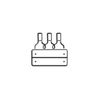 Wine in Wooden Box Line Style Icon Design vector