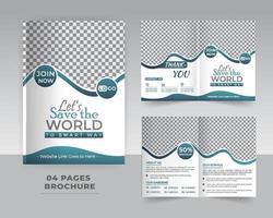 4 Page Nature Brochure Template Design vector