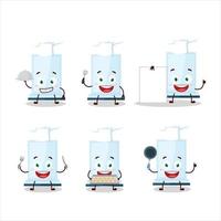 Cartoon character of aeropress with various chef emoticons vector