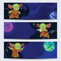 Green Alien Baby Banner Template Design vector