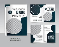 4 Page Medical Or Healthcare Brochure Template Design vector