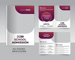 4 page School Brochure Template Design vector