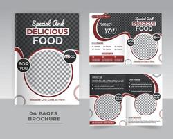 4 Page Food Brochure Template Design vector