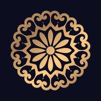 Gold Color Floral Round Ornament. Oriental Pattern mandala design background vector