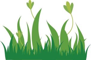 Green grass icon isolated on white background. Flat style vector illustration.