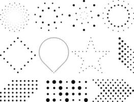 Set of halftone dots. Vector illustration isolated on white background.