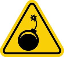 Sign bomb. Yellow triangle. Warning sign. Warning sign bombs. Warning sign mines. Caution mines sign. vector