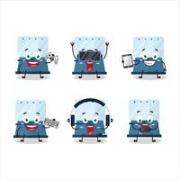 Automatic espresso coffee cartoon character are playing games with various cute emoticons vector