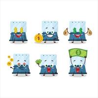 Automatic espresso coffee cartoon character with cute emoticon bring money vector