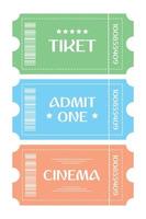 Ticket template in three colors. Ticket vector illustration. Ticket icon.Web