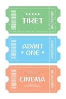 Ticket template in three colors. Ticket vector illustration. Ticket icon.Web