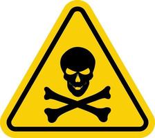 Sign Poison. Warning sign poisonous substances. Yellow triangle sign with skull and crossbones icon. Danger of poisoning by toxic substances. Dangerous area. Poisons sign. vector