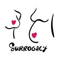 Surrogacy minimal icon. Belly of pregnant woman in profile with heart. vector