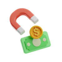 Money Corruption steal money of magnet 3d Illustration png