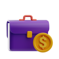 Money Corruption suitcase with coin 3d Illustration png