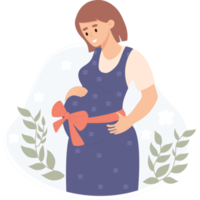 Happy pregnant girl with bow png