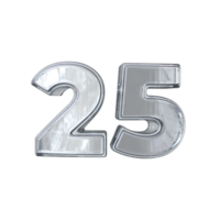 Number 25 3D render with diamond material png