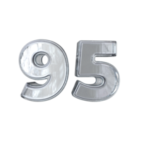 Number 95 3D render with diamond material png