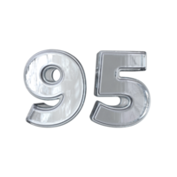 número 95 3d render com diamante material png