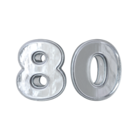 Number 80 3D render with diamond material png