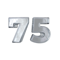 Number 75 3D render with diamond material png