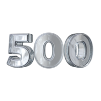 Number 500 3D render with diamond material png