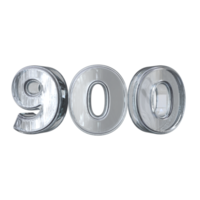 número 900 3d render com diamante material png