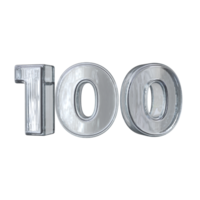 Number 100 3D render with diamond material png