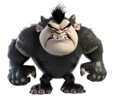 giant and muscular monster character, colored in black, with angry expression, 3d illustration, png