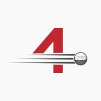 Letter 4 Golf Logo Design. Initial Hockey Sport Academy Sign, Club Symbol vector