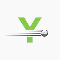 Letter Y Golf Logo Design. Initial Hockey Sport Academy Sign, Club Symbol vector