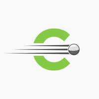 Letter C Golf Logo Design. Initial Hockey Sport Academy Sign, Club Symbol vector