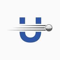 Letter U Golf Logo Design. Initial Hockey Sport Academy Sign, Club Symbol vector