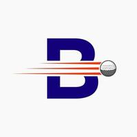 Letter B Golf Logo Design. Initial Hockey Sport Academy Sign, Club Symbol vector