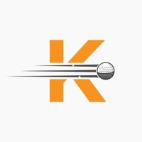 Letter K Golf Logo Design. Initial Hockey Sport Academy Sign, Club Symbol vector