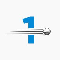 Letter 1 Golf Logo Design. Initial Hockey Sport Academy Sign, Club Symbol vector