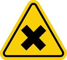 Sign of harmful or irritating substances. Warning sign irritating substances. Yellow triangle sign with a cross icon inside. Danger, allergic irritants harmful to health. vector