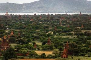 Landscape view of ancient temples, Old Bagan, Myanmar photo