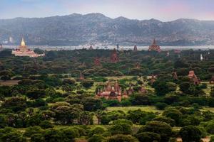 Landscape view of ancient temples, Old Bagan, Myanmar photo