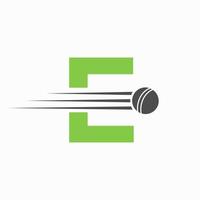 Initial Letter E Cricket Logo Concept With Ball Icon For Cricket Club Symbol vector