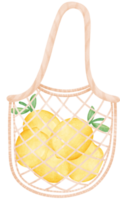 süß Süss Pastell- umweltfreundlich wiederverwendbar frisch Zitronen Einkaufen Tasche Aquarell png