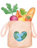 Empty Earth Eco-Friendly reusable shopping tote Bag watercolor png