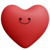 3D cartoon hearts. Happy character heart 3d render illustration. png