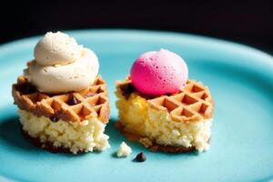 delicious ice cream in a cup, close-up, on the table. sweet food. photo