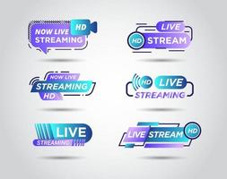 Set of Live Video Streaming Label or Icons vector